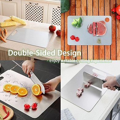 3 pieces Pure Titanium Double-Sided Cutting Boards Dishwasher Safe Metal M L XL