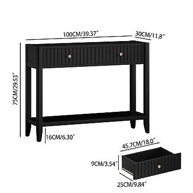 Console Table with Drawers and Storage Shelf, 29.5"H x 39.4"W x 11.8"D, Black