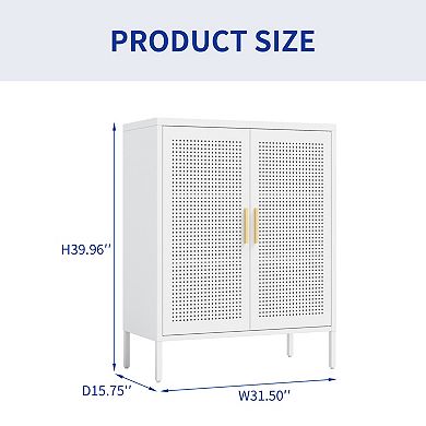 CEWOR Metal Storage Cabinet with 2 Doors & Adjustable Shelves - Grid Doors, Including Anti Tipping