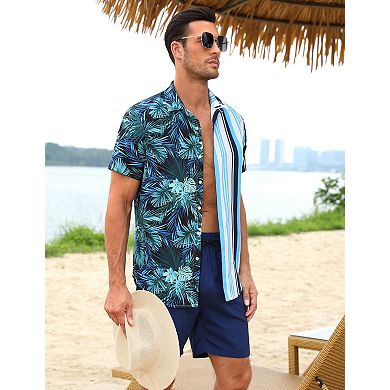 Men's Floral Printed Hawaiian Shirt and Shorts Set