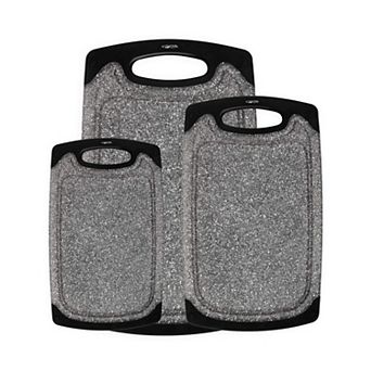 3 pc Reversible Plastic Chopping Board Non-slip Handle Juice Grooves BPA Free