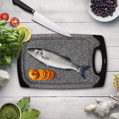 3-piece Reversible Plastic Chopping Board Non-slip Handle Juice Grooves BPA Free