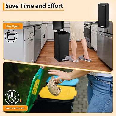 8 Gallon Step Stainless Steel Bathroom Trash Can Garbage Can with Removable Inner Bucket