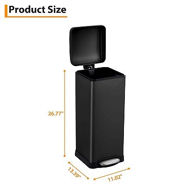 8 Gallon Step Stainless Steel Bathroom Trash Can Garbage Can with Removable Inner Bucket