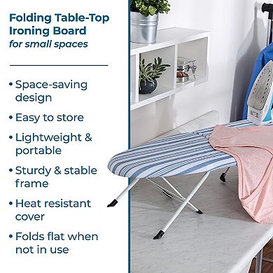 Foldable 32" Tabletop Ironing Board with Iron Rest Compact Travel Laundry