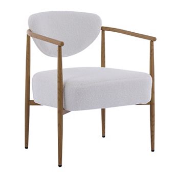 White Teddy Velvet Dining Room Chair with Soft Comfortable Seating and Metal Frame