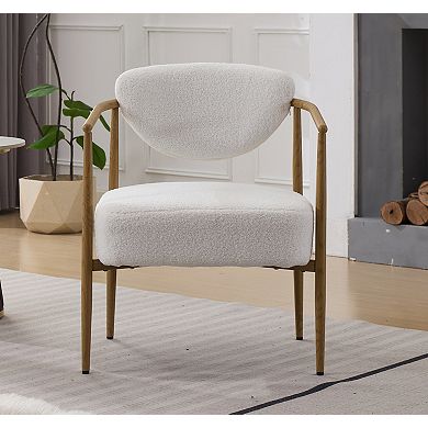 White Teddy Velvet Dining Room Chair with Soft Comfortable Seating and Metal Frame
