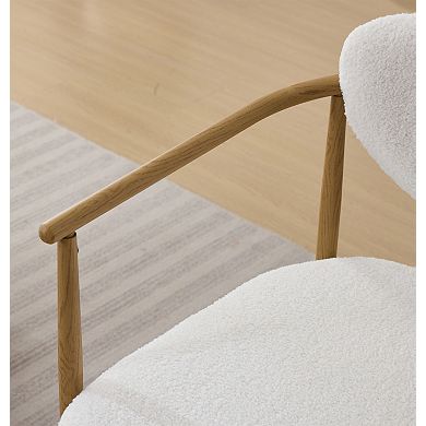 White Teddy Velvet Dining Room Chair with Soft Comfortable Seating and Metal Frame