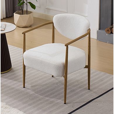 White Teddy Velvet Dining Room Chair with Soft Comfortable Seating and Metal Frame