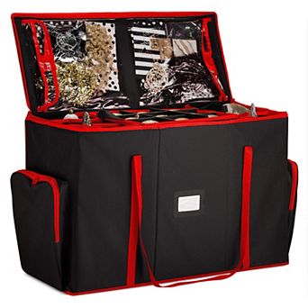 73-Slot Christmas Ornament Storage Box with Adjustable Trays & Pockets