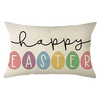 12x20" Happy Easter Bunny Egg Throw Pillow Cover Spring Holiday Sofa Decor