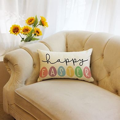 12x20" Happy Easter Bunny Egg Throw Pillow Cover Spring Holiday Sofa Decor