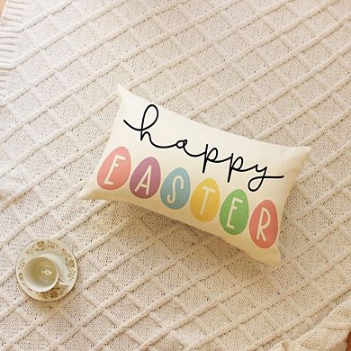 12x20" Happy Easter Bunny Egg Throw Pillow Cover Spring Holiday Sofa Decor