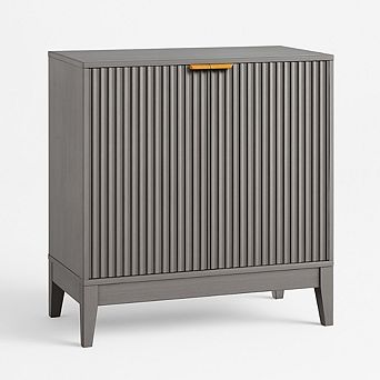 Fluted Storage Cabinet with Adjustable Shelf and Gold Handles