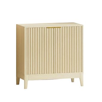 Fluted Storage Cabinet with Adjustable Shelf and Gold Handles