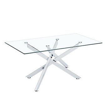 CEWOR 39" Rectangular Tempered Glass Coffee Table, Modern Living Room Center Table