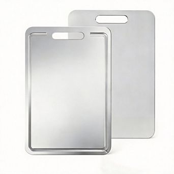 2 pc Titanium Double-Sided Chopping Board Juice Groove Dishwasher Safe