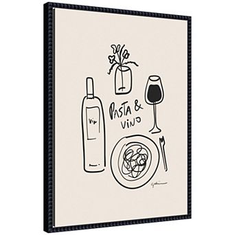 Pasta and Vino by Gabrielly Guedes Framed Canvas Wall Art Print