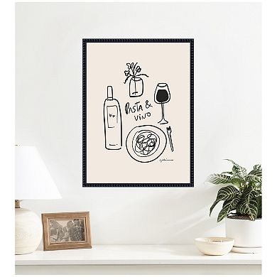 Pasta and Vino by Gabrielly Guedes Framed Canvas Wall Art Print
