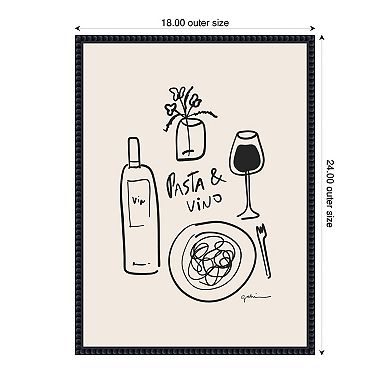 Pasta and Vino by Gabrielly Guedes Framed Canvas Wall Art Print
