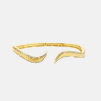 SHYMI Pave Outline Curl Cuff — 18K Gold-Filled, CZ, Open