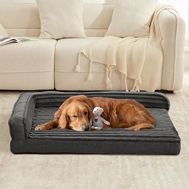 Dog Bed Waterproof Egg Foam Sofa L-Bolster Washable Removable Cover Non-Slip