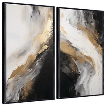 Luxe Drift 2 pc Framed Canvas Wall Art Set by The Creative Bunch Studio