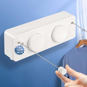 Heavy-Duty 304 Stainless Steel Retractable Clothesline 13.8ft 70lb Wall Mount