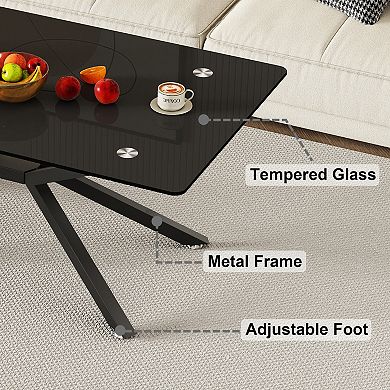 CEWOR 39“ Rectangular Tempered Glass Coffee Table, Modern Living Room Center Table