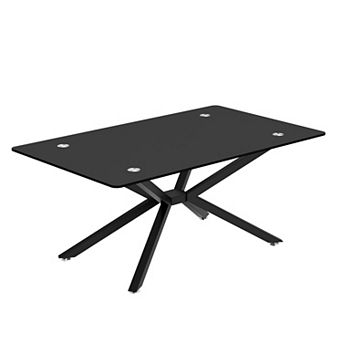CEWOR 39“ Rectangular Tempered Glass Coffee Table, Modern Living Room Center Table