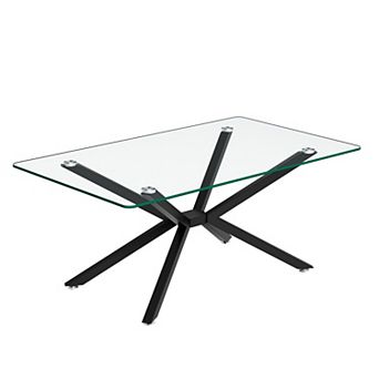 CEWOR 39“ Rectangular Tempered Glass Coffee Table, Modern Living Room Center Table