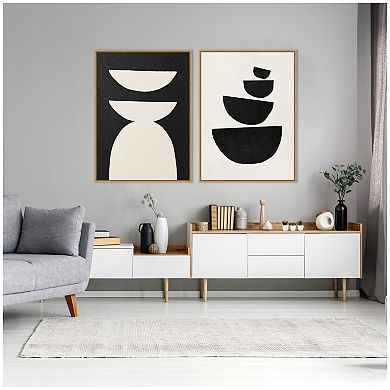 Sylvie White Geometric Abstract Framed Canvas Art Set by July Art Prints