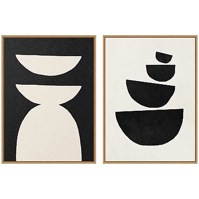 Sylvie White Geometric Abstract Framed Canvas Art Set by July Art Prints
