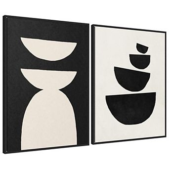 Sylvie White Geometric Abstract Framed Canvas Art Set by July Art Prints