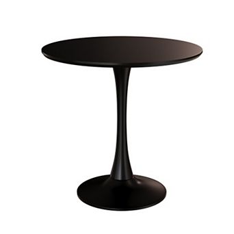 Modern Black Oval Dining Table, MDF Top and Steel Base