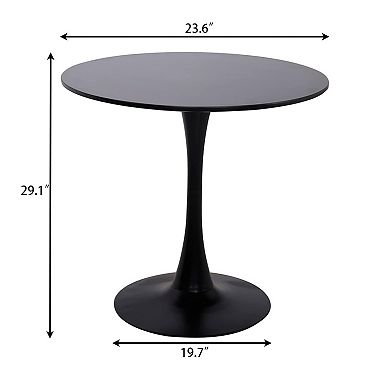Modern Black Oval Dining Table, MDF Top and Steel Base