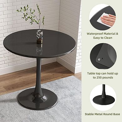 Modern Black Oval Dining Table, MDF Top and Steel Base