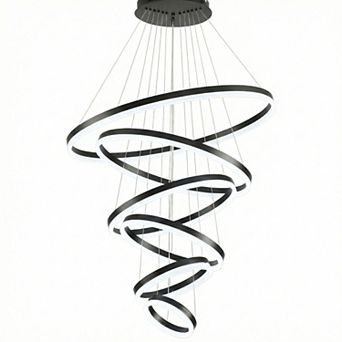 The Cascade 6-Ring Statement Chandelier - Black & Dimmable
