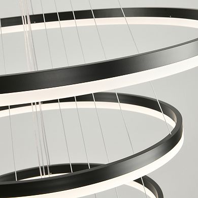 The Cascade 6-Ring Statement Chandelier - Black & Dimmable