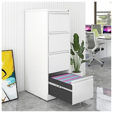 Vertical Steel Filing Cabinet with 4 Locking Drawers