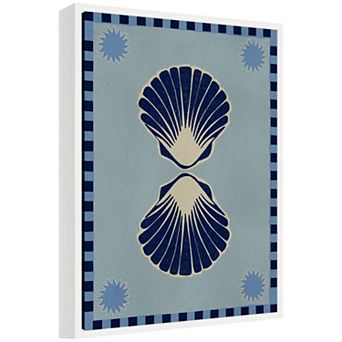 Sylvie Lush Duo 3 Seashells Framed Canvas by Shatha Al Dafai
