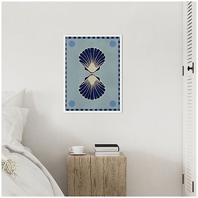Sylvie Lush Duo 3 Seashells Framed Canvas by Shatha Al Dafai