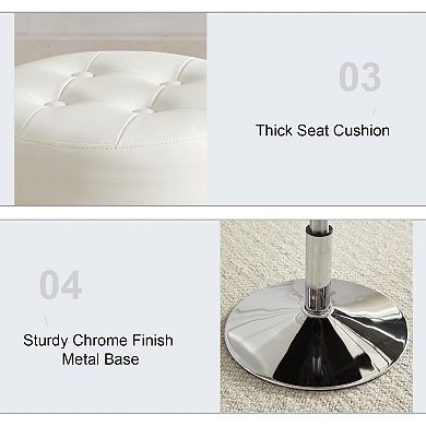 Vanity Chair Ottoman Tufted PU Leather Height Adjustable Swivel