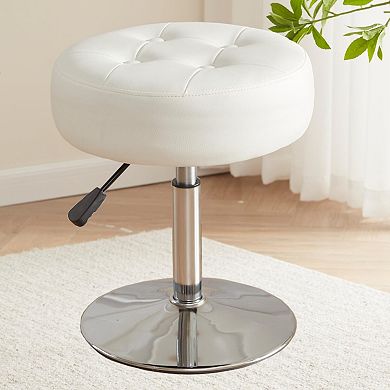 Vanity Chair Ottoman Tufted PU Leather Height Adjustable Swivel