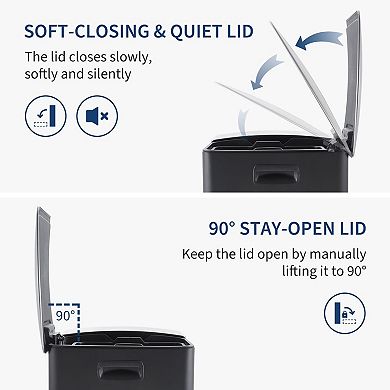 Stainless Steel Dual Compartment Step Trash and Recycling Bin