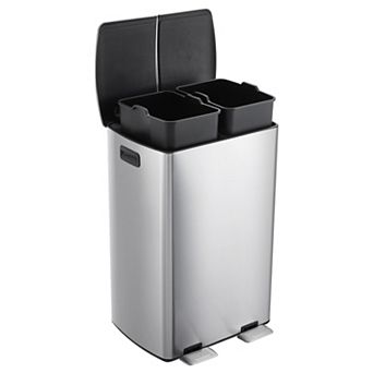 Stainless Steel Dual Compartment Step Trash and Recycling Bin