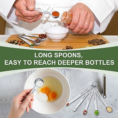 21-piece Stainless Steel Measuring Cups Spoons Set Nesting Kitchen Gadgets