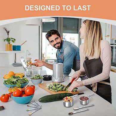 21-piece set Stainless Steel Measuring Set Nesting Cups Spoons Leveler Kitchen Tool