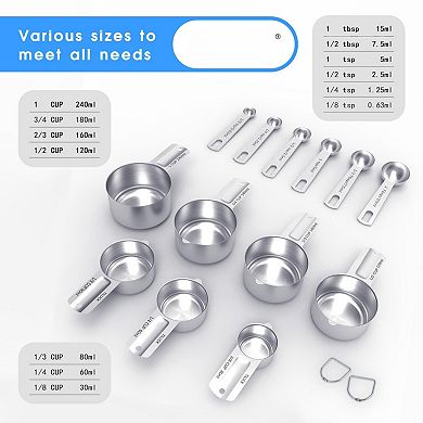 13-piece Stainless Steel Measuring Set Coffee Scoop Kitchen Tool