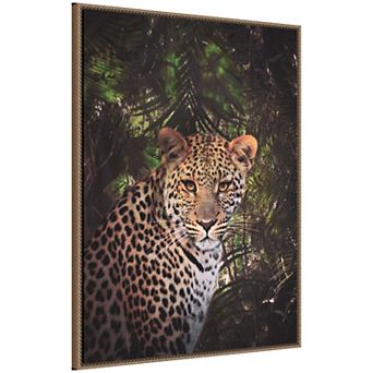 Sylvie Moody Leopard In The Rainforest Color Framed Canvas by Simon Te of Tai Prints